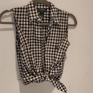 Lauren Ralph Lauren tie front sleeveless blouse